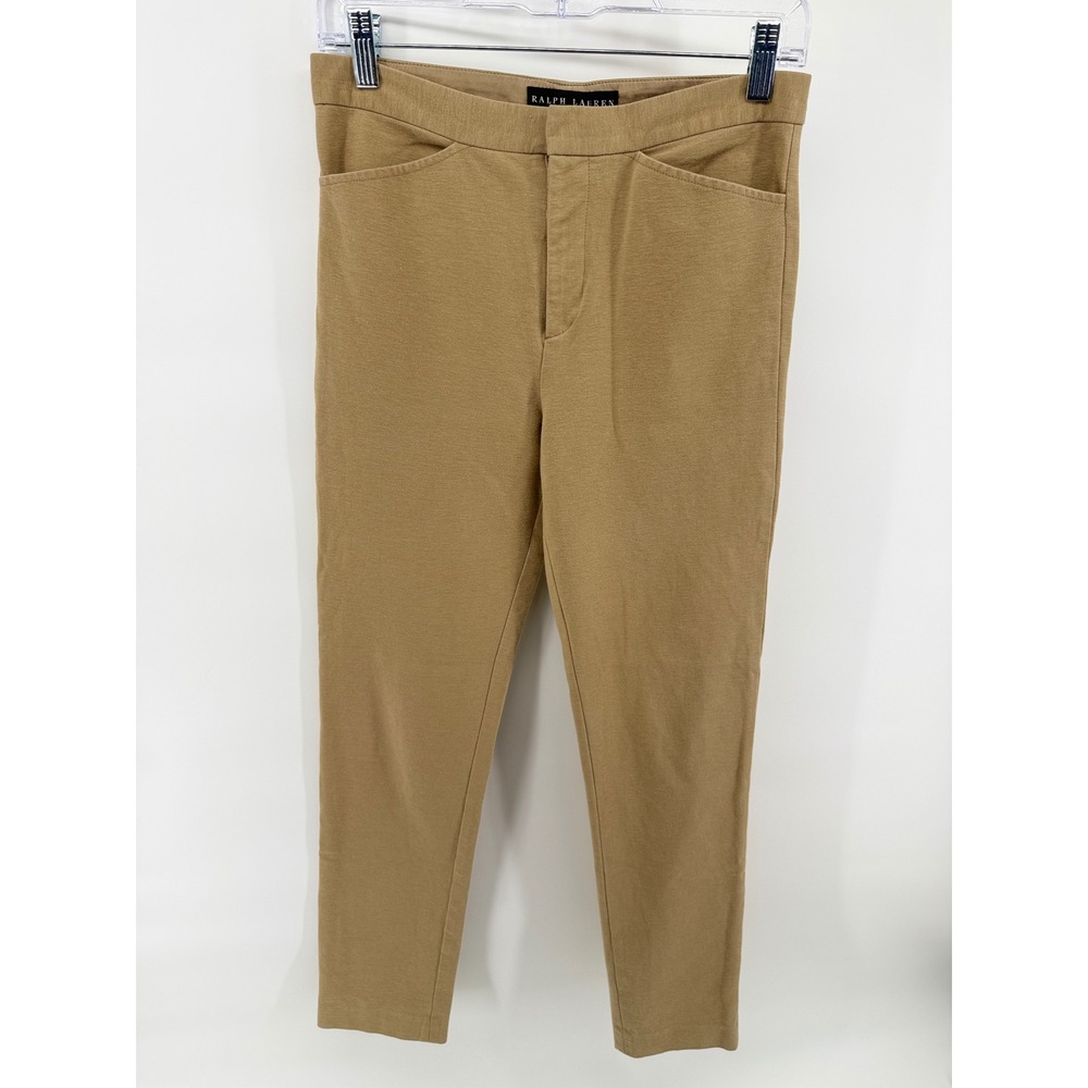 Ralph Lauren Womens Tan Cotton Blend Stretch Tapered Ankle Pants Size S